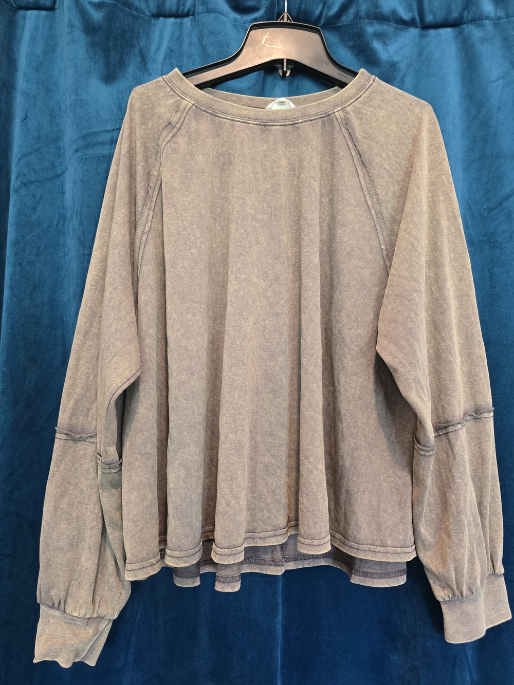 Easel Los Angeles Washed Taupe Oversized Long Sleeve Top M